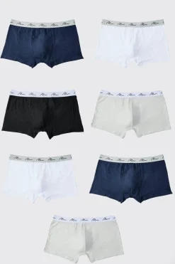 Plus Size 7 Pack Man Script Mixed Boxers | BoohooMAN UK