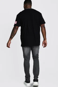 Plus Size NASA Sleeve Print License T-Shirt | BoohooMAN UK