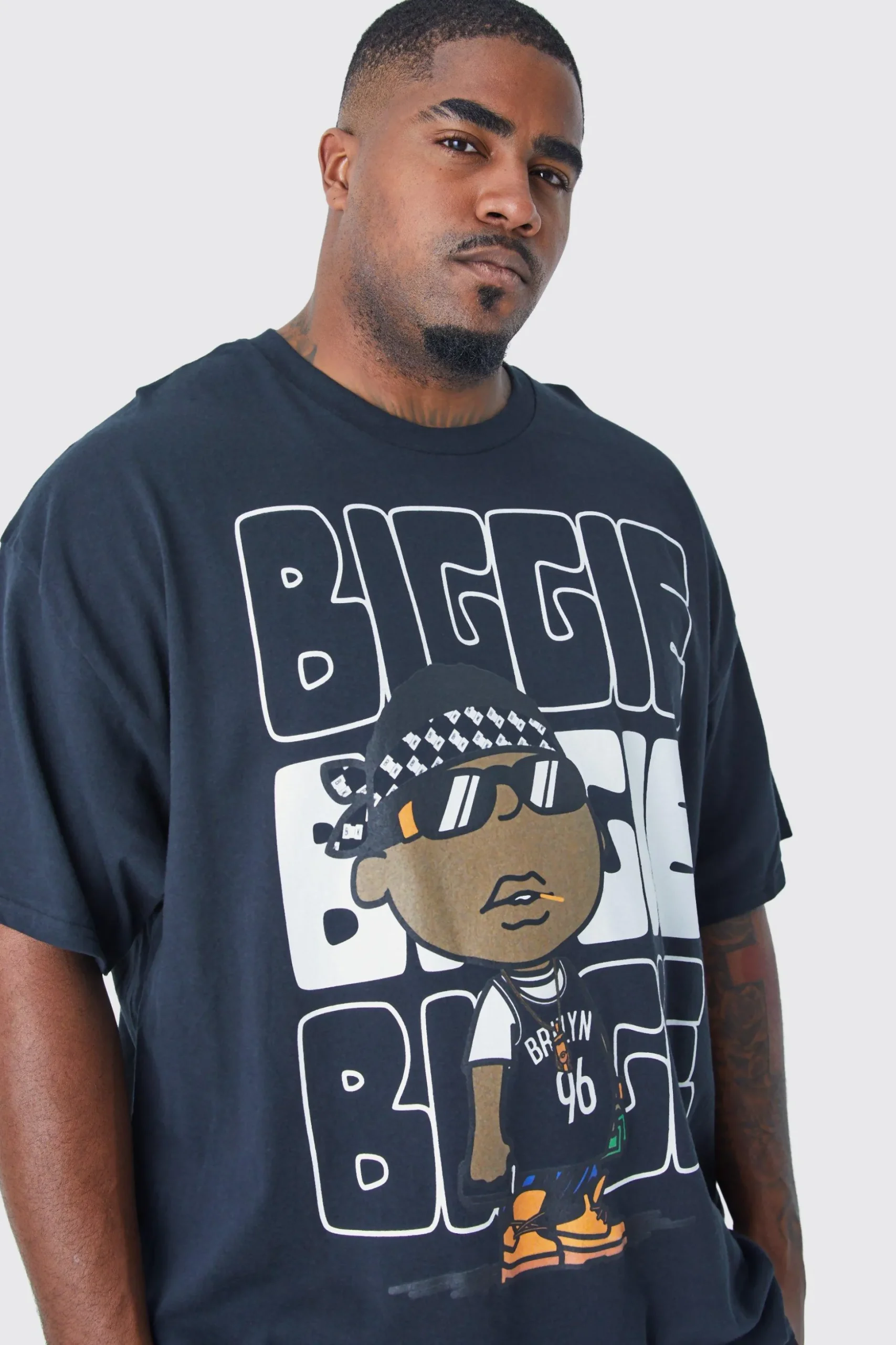 Plus Size Notorious Big Chest Print License T-shirt | BoohooMAN UK
