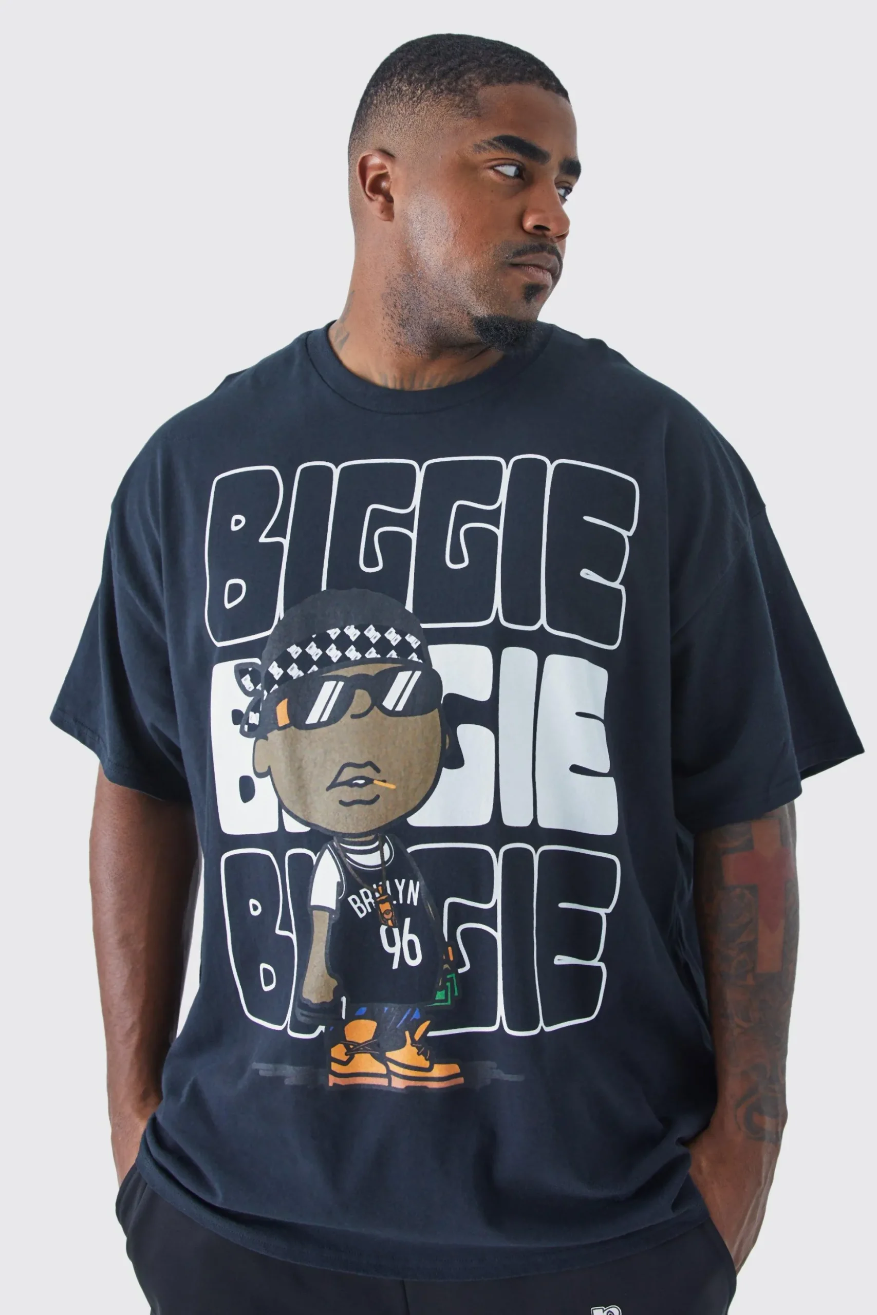 Plus Size Notorious Big Chest Print License T-shirt | BoohooMAN UK