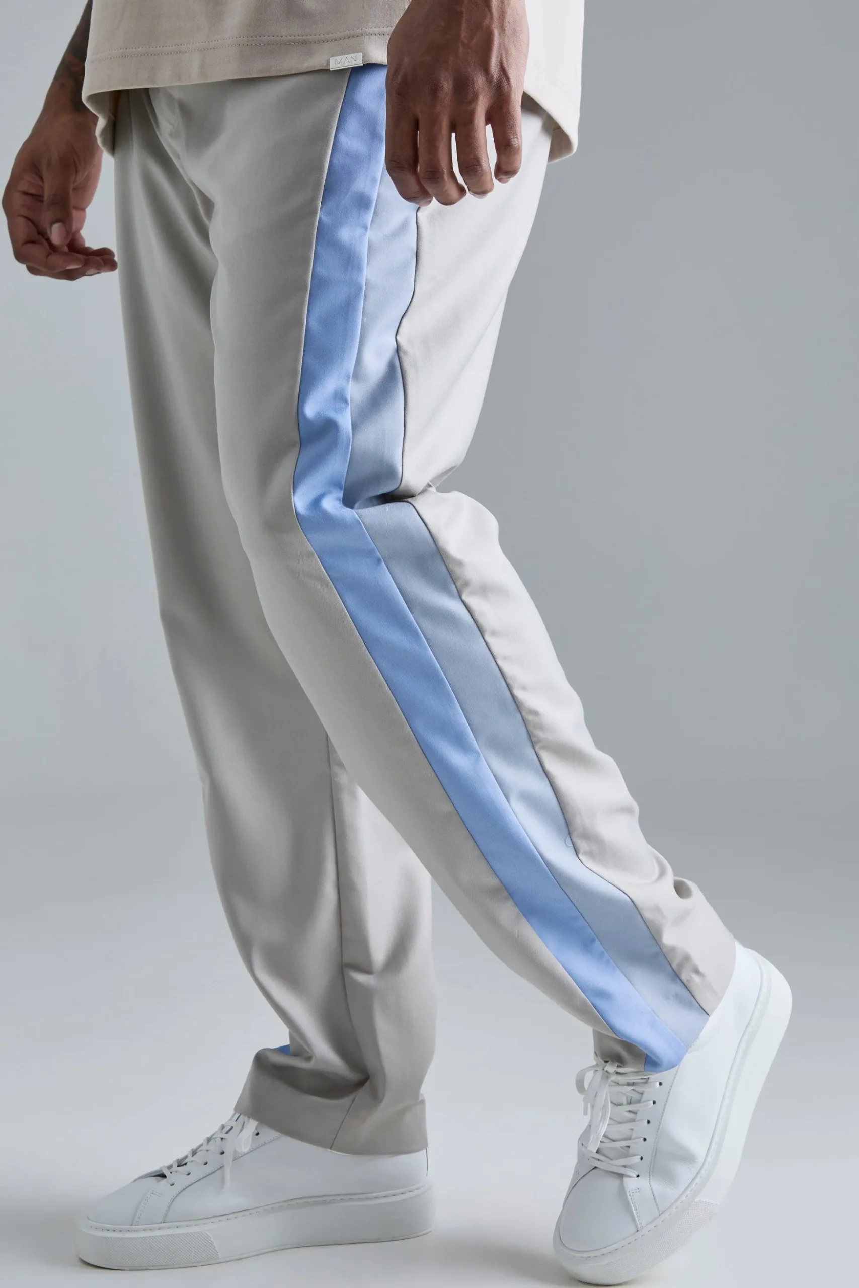 Plus Skinny Fit Colour Block Panel Suit Trouser | BoohooMAN UK