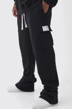 Plus Skinny Fit Extreme Stacked Woven Tab Cargo Jogger | BoohooMAN UK