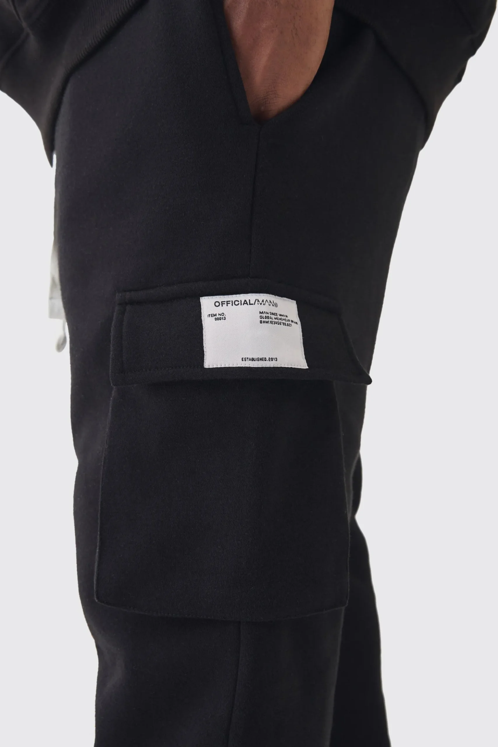 Plus Skinny Fit Extreme Stacked Woven Tab Cargo Jogger | BoohooMAN UK