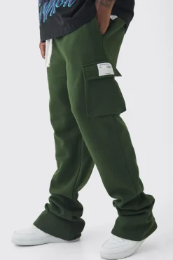 Plus Skinny Fit Extreme Stacked Woven Tab Cargo Jogger | BoohooMAN UK