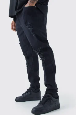 Plus Skinny Jeans With All Over Rips | BoohooMAN UK
