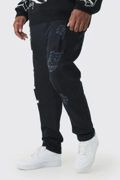 Plus Skinny Jeans With All Over Rips | BoohooMAN UK
