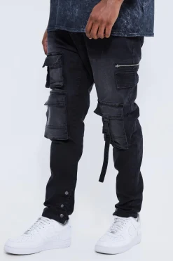 Plus Skinny Stretch Multi Pocket Cargo Jeans | BoohooMAN UK