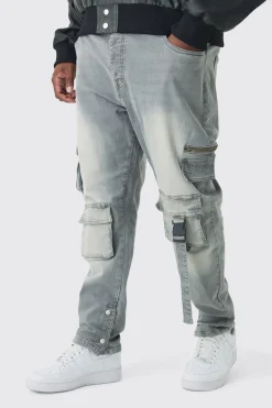 Plus Skinny Stretch Multi Pocket Cargo Jeans | BoohooMAN UK