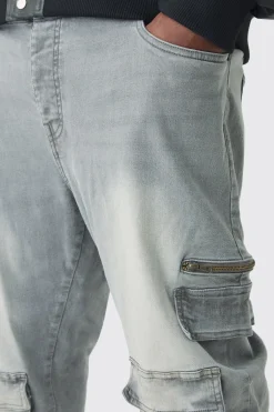 Plus Skinny Stretch Multi Pocket Cargo Jeans | BoohooMAN UK