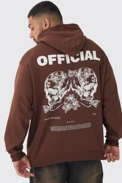 Plus Skull Back Print Oversized Hoodie | BoohooMAN UK