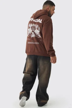 Plus Skull Back Print Oversized Hoodie | BoohooMAN UK