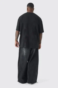 Plus Skull Flame Print Oversized T-shirt In Black | BoohooMAN UK