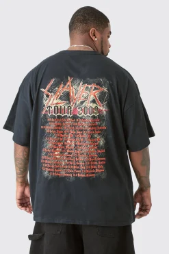 Plus Slayer License Front & Back Print T-shirt | BoohooMAN UK