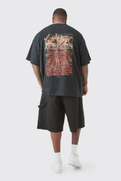 Plus Slayer License Front & Back Print T-shirt | BoohooMAN UK
