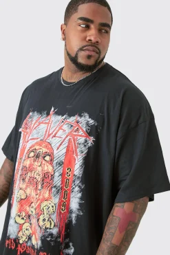 Plus Slayer License Front & Back Print T-shirt | BoohooMAN UK