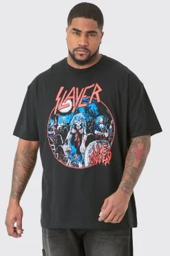 Plus Slayer License Print T-shirt | BoohooMAN UK