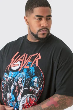 Plus Slayer License Print T-shirt | BoohooMAN UK