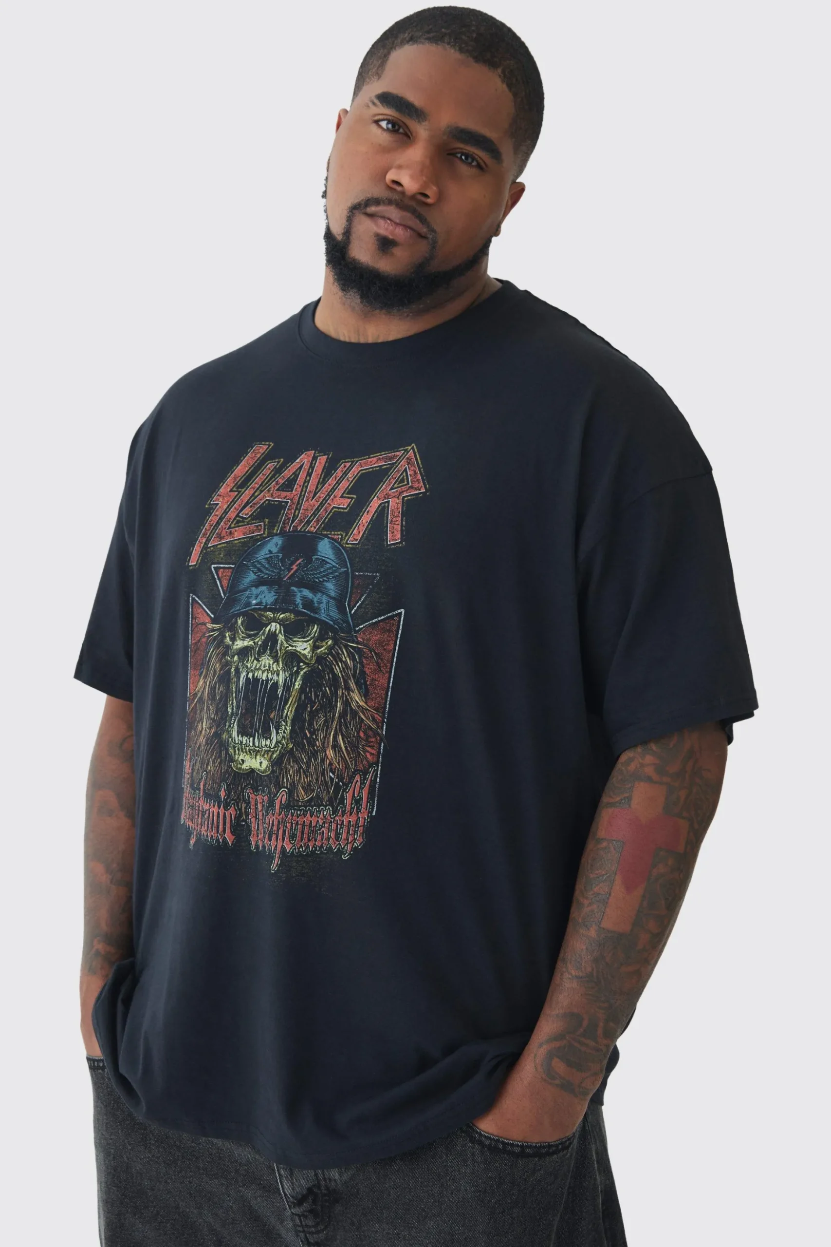 Plus Slayer License T-shirt | BoohooMAN UK