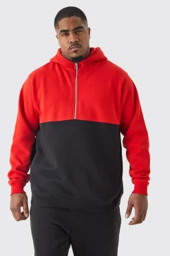 Plus Slim Fit Colour Block Half Zip Tracksuit | BoohooMAN UK