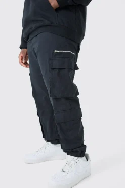 Plus Slim Fit Cuffed Cargo Trousers | BoohooMAN UK