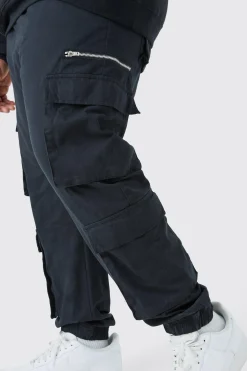 Plus Slim Fit Cuffed Cargo Trousers | BoohooMAN UK