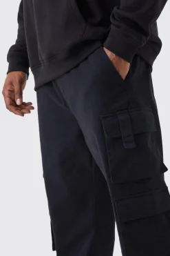 Plus Slim Fit Cuffed Multi Cargo Pocket Trousers | BoohooMAN UK