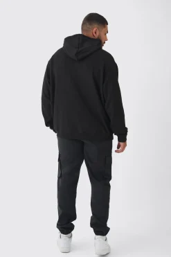 Plus Slim Fit Elasticated Waist Cuffed Cargo Trousers | BoohooMAN UK