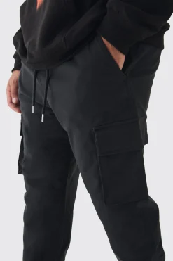 Plus Slim Fit Elasticated Waist Cuffed Cargo Trousers | BoohooMAN UK