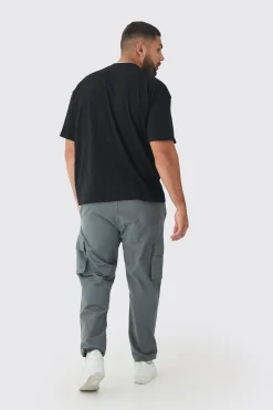 Plus Slim Fit Elasticated Waist Cuffed Cargo Trousers | BoohooMAN UK