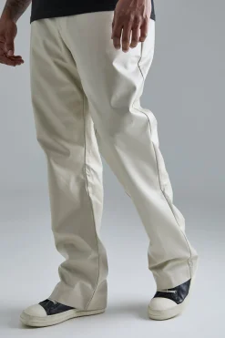 Plus Slim Flare PU Tailored Trouser | BoohooMAN UK