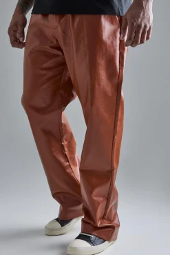 Plus Slim Flare PU Tailored Trouser | BoohooMAN UK