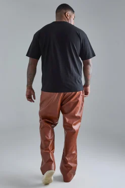 Plus Slim Flare PU Tailored Trouser | BoohooMAN UK