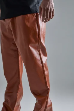 Plus Slim Flare PU Tailored Trouser | BoohooMAN UK
