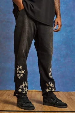 Plus Slim Rigid Pu Star Applique Gusset Jeans | BoohooMAN UK