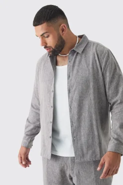Plus Smart Shirt Set In Grey | BoohooMAN UK