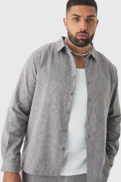Plus Smart Shirt Set In Grey | BoohooMAN UK