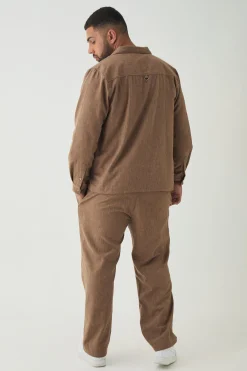 Plus Smart Straight Leg Trouser Set In Brown | BoohooMAN UK