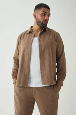 Plus Smart Straight Leg Trouser Set In Brown | BoohooMAN UK