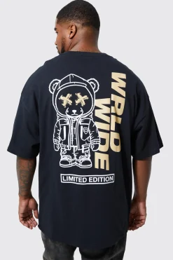 Plus Space Teddy Graphic T-shirt | BoohooMAN UK