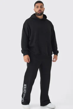 Plus Spliced Floral Graphic Hoodie & Relaxed Fit Jogger Tracksuit | BoohooMAN UK