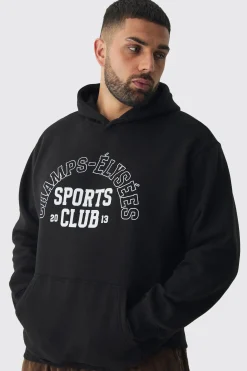 Plus Sports Club Varsity Oversized Hoodie | BoohooMAN UK