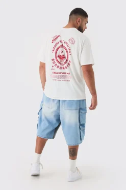 Plus Sriracha Hot Chilli Sauce License Back Print T-shirt In White | BoohooMAN UK