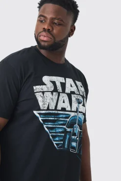 Plus Star Wars License Print T-shirt | BoohooMAN UK
