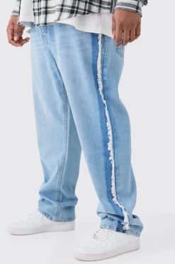 Plus Straight Fit Frayed Hem Jean | BoohooMAN UK