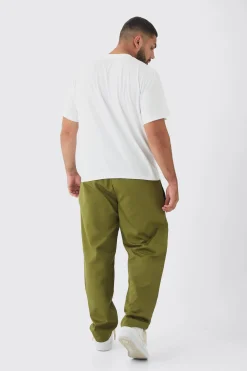 Plus Straight Fit Front Pocket Twill Overdyed Cargo Trouser | BoohooMAN UK