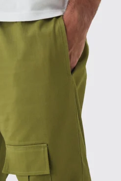 Plus Straight Fit Front Pocket Twill Overdyed Cargo Trouser | BoohooMAN UK
