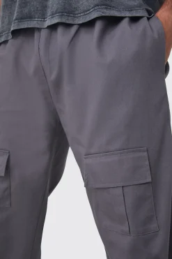 Plus Straight Fit Front Pocket Twill Overdyed Cargo Trouser | BoohooMAN UK