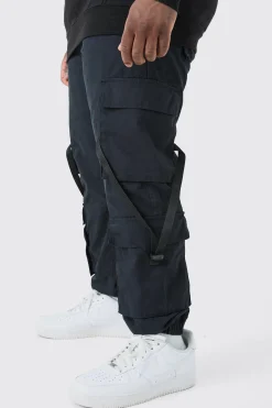 Plus Strap Detail Cuffed Cargo Trousers | BoohooMAN UK