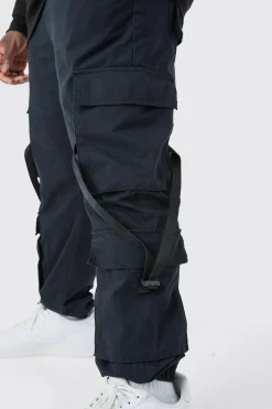 Plus Strap Detail Cuffed Cargo Trousers | BoohooMAN UK