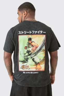 Plus Street Fighter License Back Printed T-Shirt | BoohooMAN UK